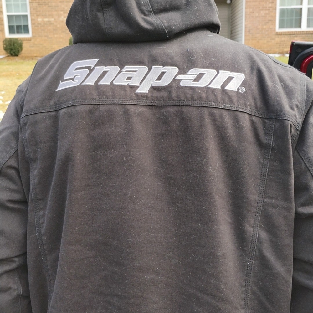 Black Jacket With American Flag Patch - image 2